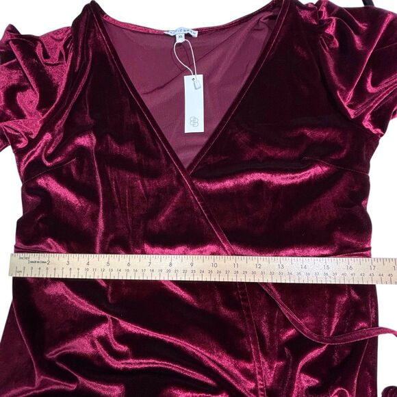 Baltic Born Maxi Wrap Velvet Dress Meghan Wedding Holiday Party Burgundy Size XL - Picture 9 of 13